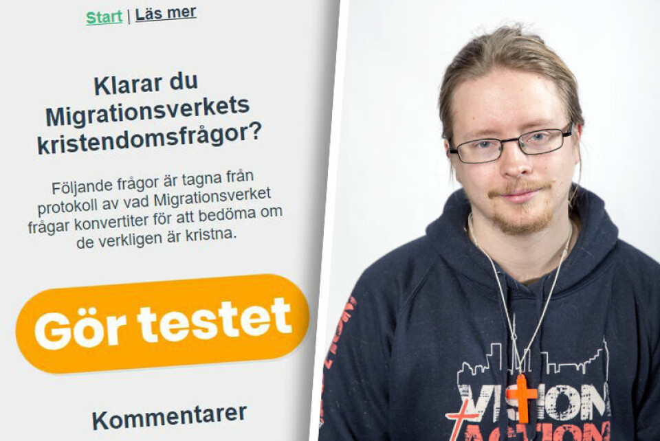Micael Grenholm har skapat ett internettest för att lyfta frågan om konvertiternas asylprocess.