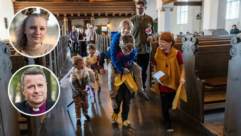 Emilia Kortman och biskop Sören Dalevi.