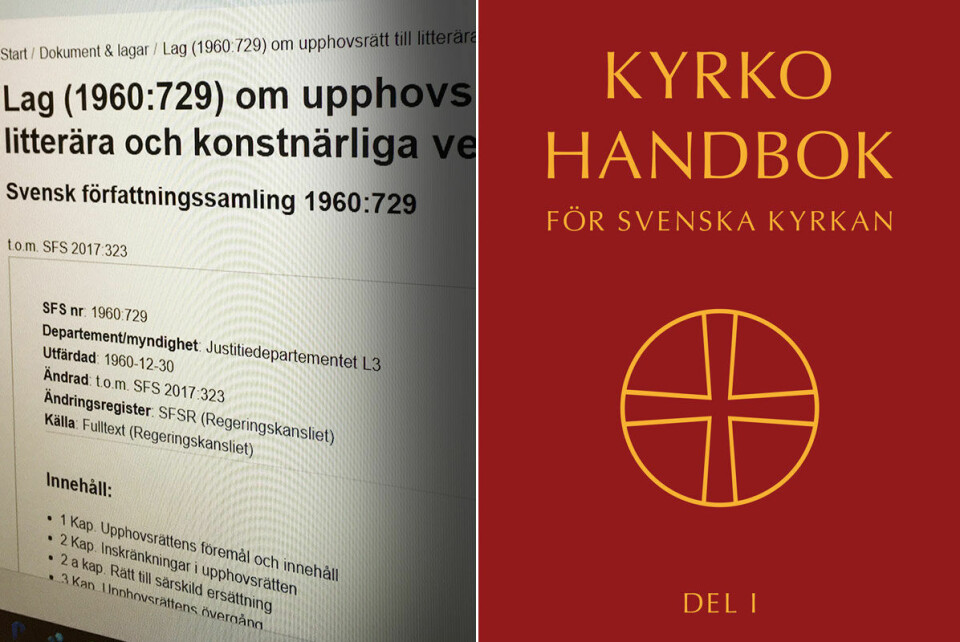 Vädjar till kyrkostyrelsen om upphovsrätt i handboken