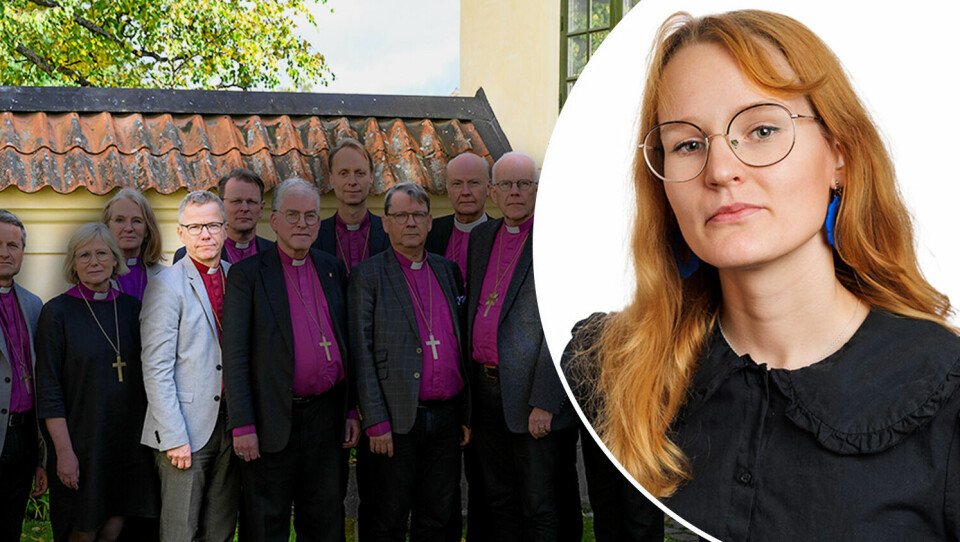 Andreas Holmberg är en bland andra biskopar. Inte med i en intresseklubb. Andreas Holmberg och biskopar på bild. Porträtt på Fanny Willman