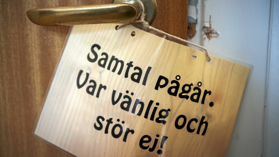 skylt samtal pågår själavård