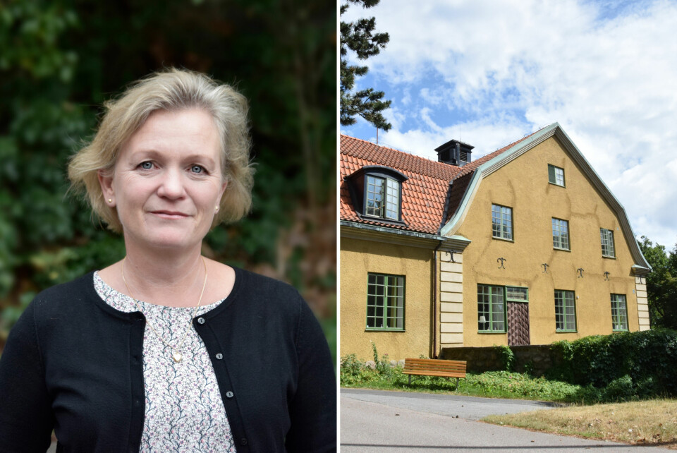 Helene Mellström, vd och direktor, Bräcke diakoni. Till höger, huvudkontoret i Göteborg.