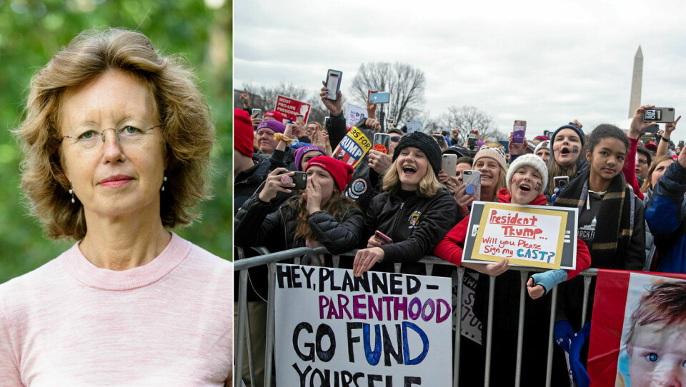 Supportrar under president Donald Trumps tal under den årliga March for life för någon vecka sedan.