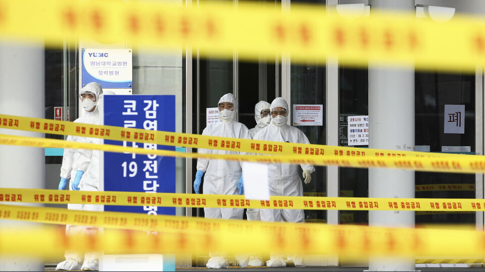 Sjukvårdspersonal i Daegu i Sydkorea.