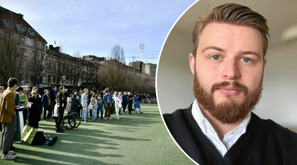 Liberala ungdomsförbundet under sin cannbismanifestationen i Kungsträdgården i Stockholm 2023.