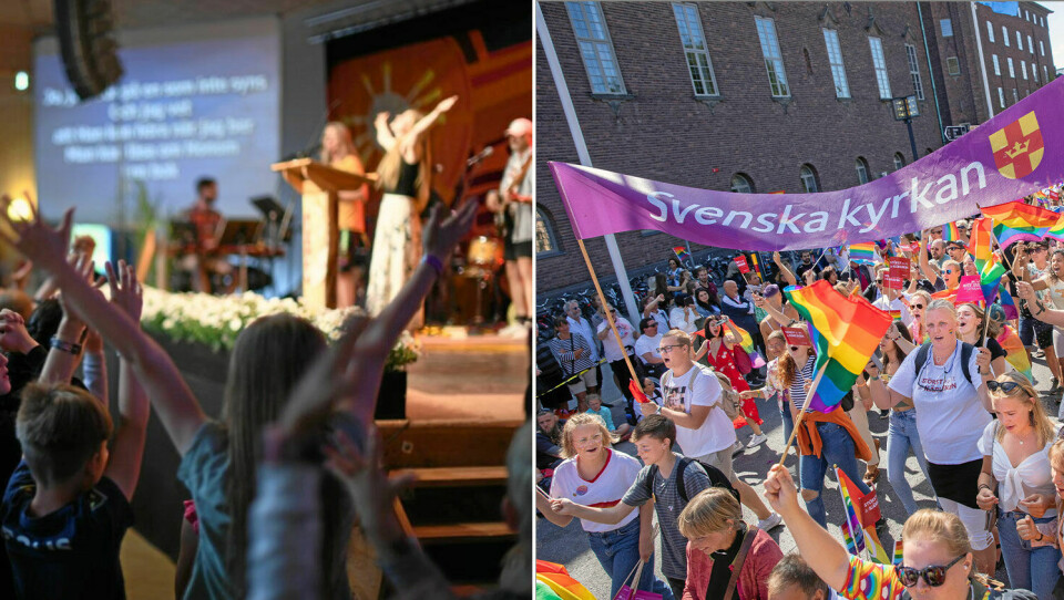 Oasmöte och Prideparad. Foto; Hanna Simonsson och TT.